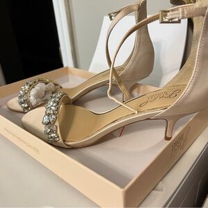 Badgley Mischka Champagne Embellished Heels